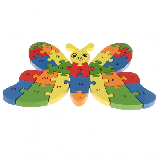 Vzdělávací dřevěné puzzle motýl var.1