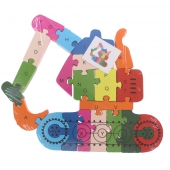 Vzdělávací dřevěné puzzle bagr var.1