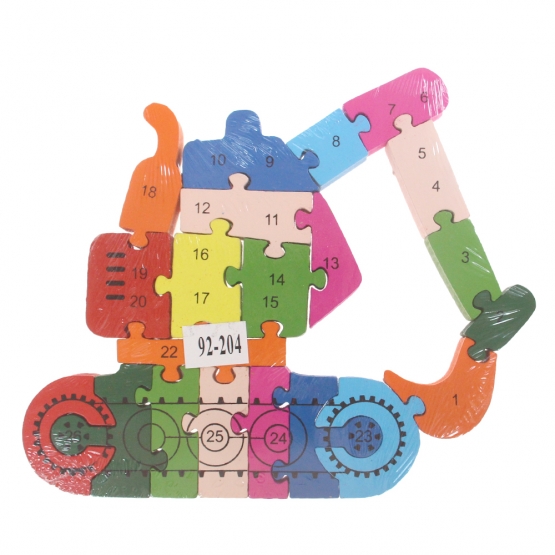 Vzdělávací dřevěné puzzle bagr var.1