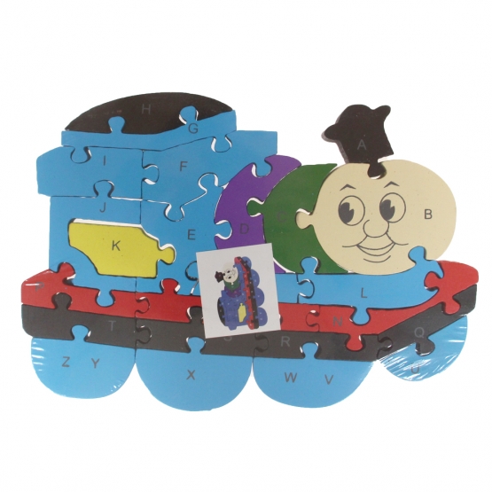 Vzdělávací dřevěné puzzle lokomotiva
