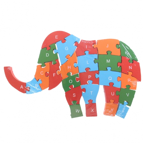 Vzdělávací dřevěné puzzle slon var.2