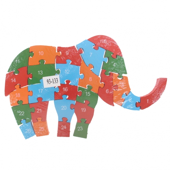 Vzdělávací dřevěné puzzle slon var.2