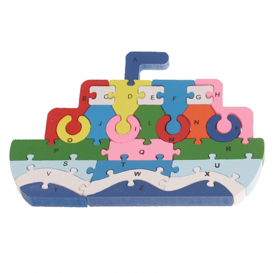 Vzdělávací dřevěné puzzle loď