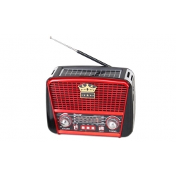 Přenosné 3 pásmové solární rádio černo-červené KORUNA