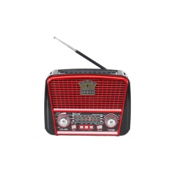 Přenosné 3pásmové solární rádio hnědo-červené KORUNA