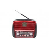 Přenosné 3pásmové solární rádio hnědo-červené KORUNA