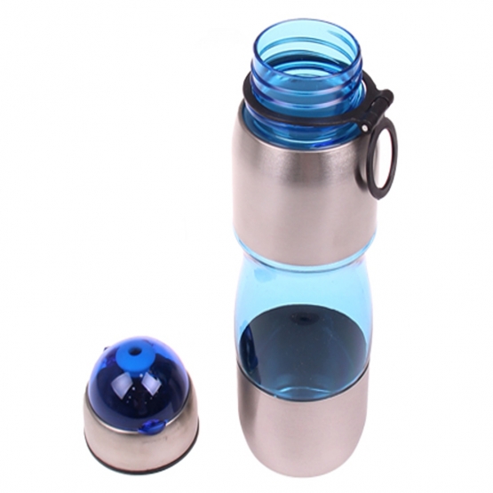 Láhev na pití s plastovým poutkem modrá Láhev na pití s plastovým poutkem modrá