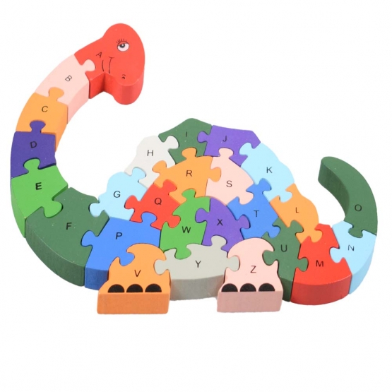 Vzdělávací dřevěné puzzle dinosaurus Vzdělávací dřevěné puzzle dinosaurus