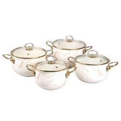 8-dílná sada smaltovaných hrnců zlatý mramor