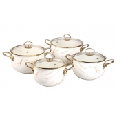 8-dílná sada smaltovaných hrnců zlatý mramor