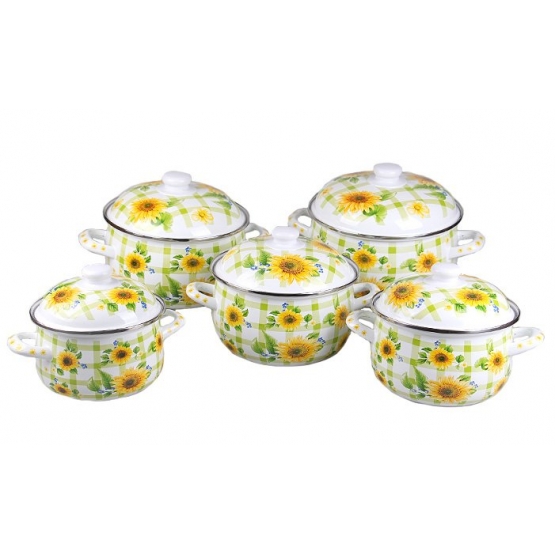 10-dílná sada smaltovaných hrnců slunečnice