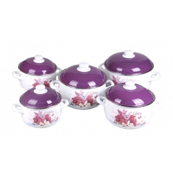 10-dílná sada smaltovaných hrnců šeřík