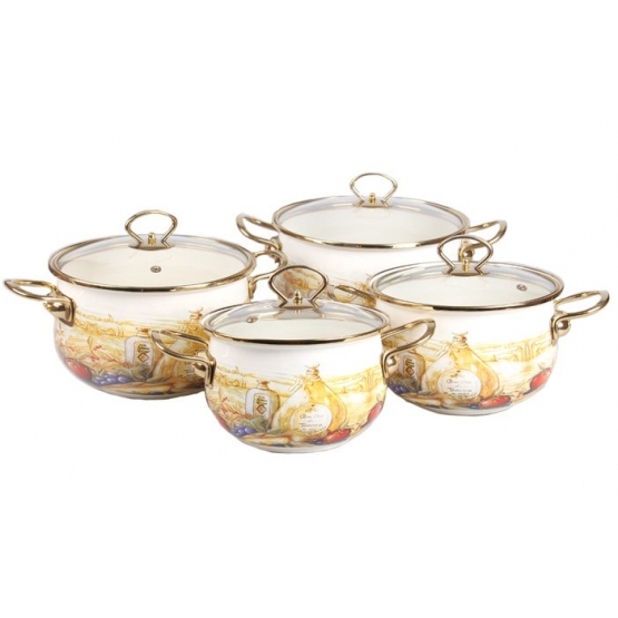 8-dílná sada smaltovaných hrnců zátiší