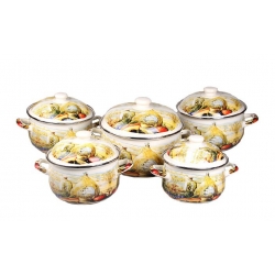 10-dílná sada smaltovaných hrnců zátiší