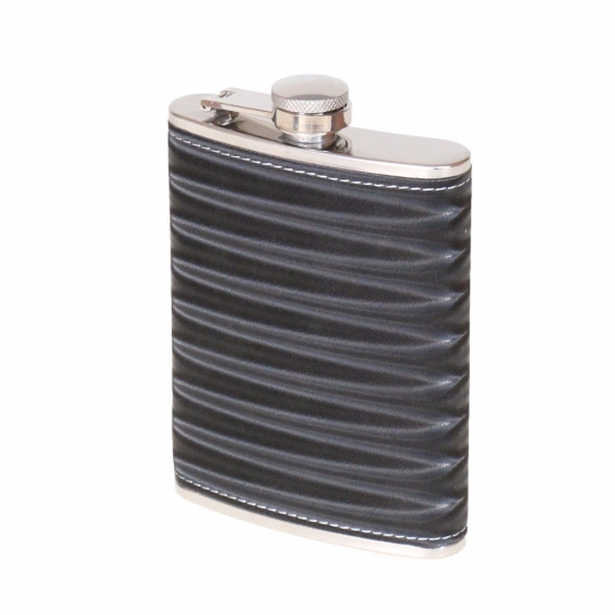 Nerezová placatka s PVC kůží černá