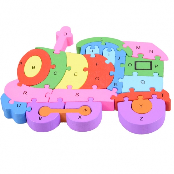 Vzdělávací dřevěné puzzle vlak 