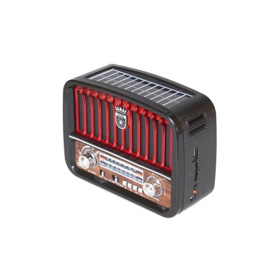 Přenosné 3pásmové solární rádio černo-červené MUSIC