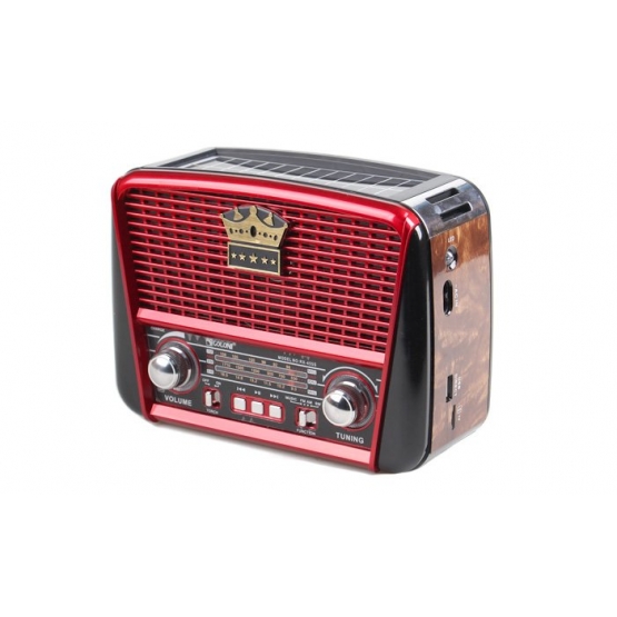 Přenosné 3pásmové solární rádio hnědo-červené KORUNA