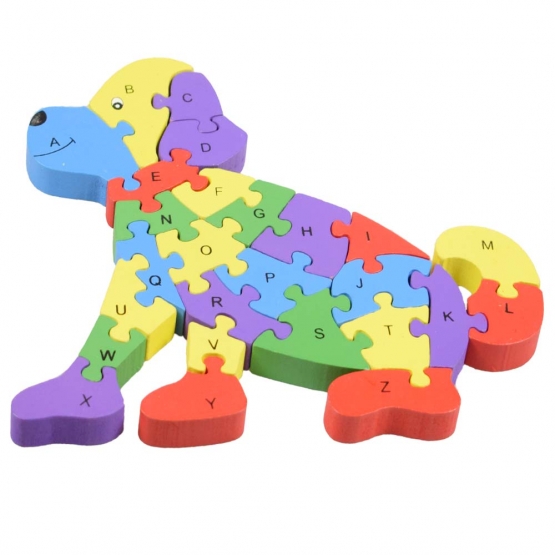 Vzdělávací dřevěné puzzle pes