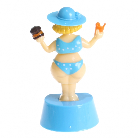 Solární tančící dekorace madam s kloboukem modrá