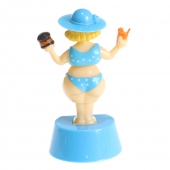 Solární tančící dekorace madam s kloboukem modrá