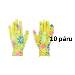 Zahradní rukavice zelené s kytičkami 10ks