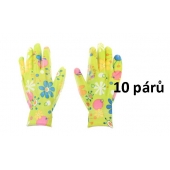 Zahradní rukavice zelené s kytičkami 10ks