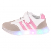 Dětské tenisky svítící se špičkou pruhy růžové