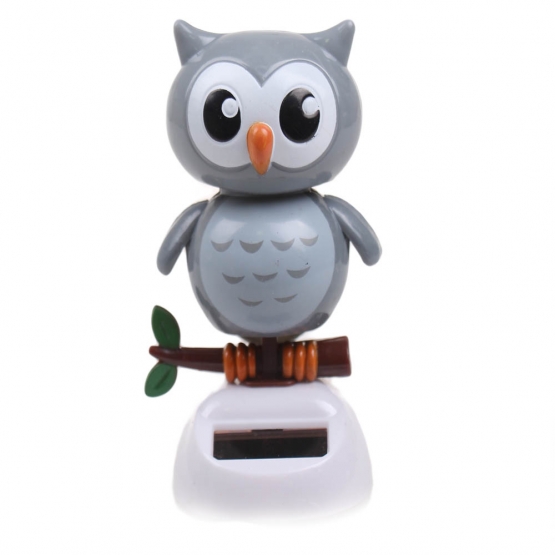 Solární tančící dekorace sova šedá