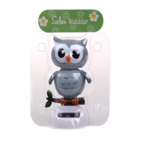 Solární tančící dekorace sova šedá