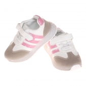 Dětské tenisky svítící se špičkou pruhy růžové