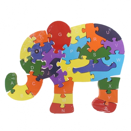 Vzdělávací dřevěné puzzle slon var.3