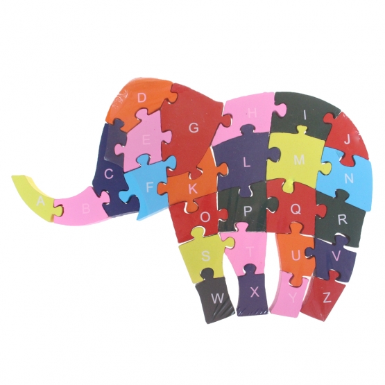 Vzdělávací dřevěné puzzle slon var.4