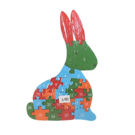 Vzdělávací dřevěné puzzle zajíc var.1