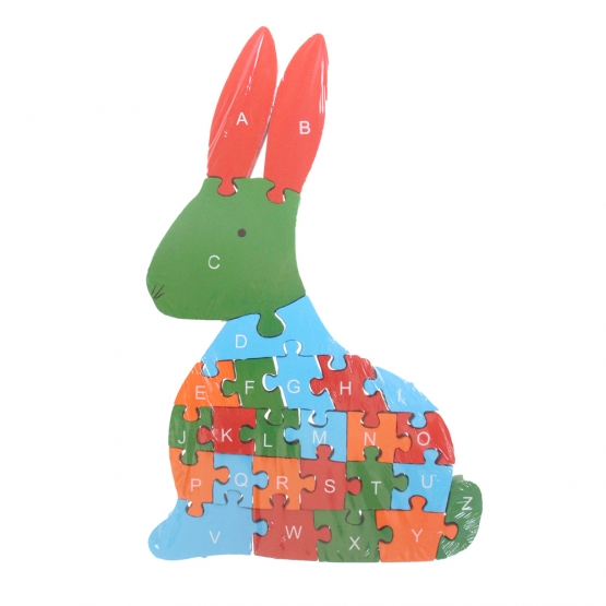 Vzdělávací dřevěné puzzle zajíc var.1