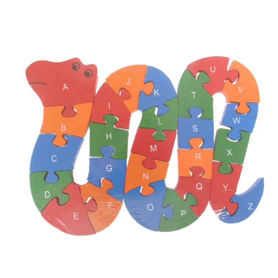 Vzdělávací dřevěné puzzle had var.2