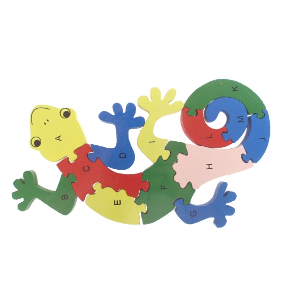 Vzdělávací dřevěné puzzle ještěrka