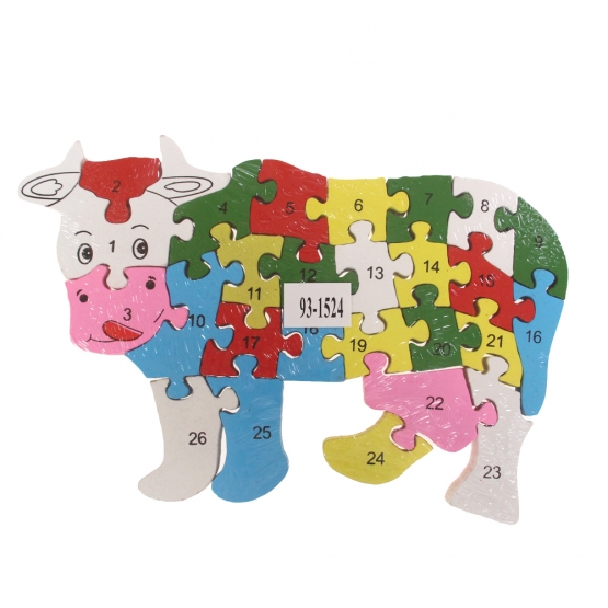 Vzdělávací dřevěné puzzle kráva var.2