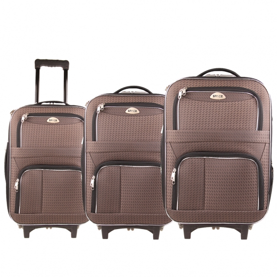 Sada 3 látkových kufrů hnědá 1