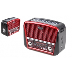Přenosné 3pásmové solární rádio červené YUEGAN