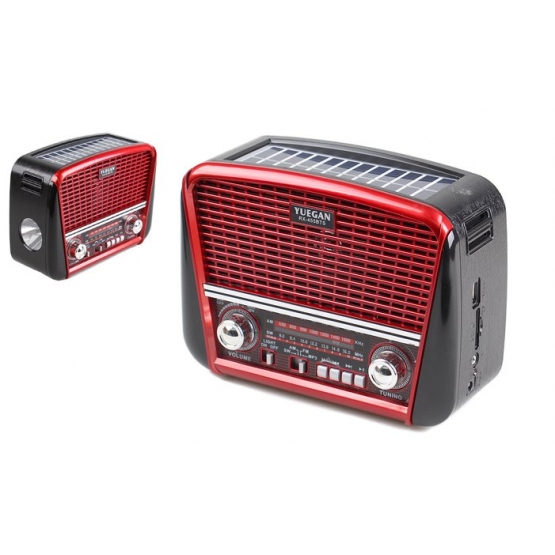 Přenosné 3pásmové solární rádio červené YUEGAN
