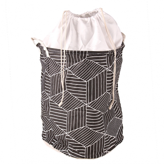 Koš na prádlo geometrický vzor černý