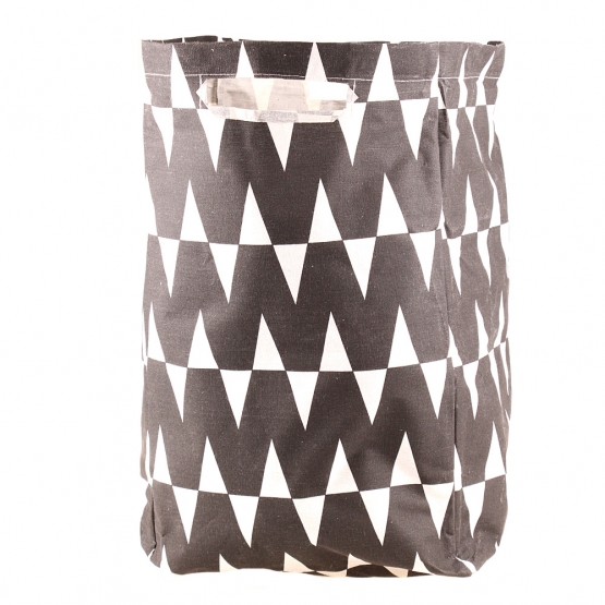 Plátěný koš na prádlo se stojanem černý abstrakt