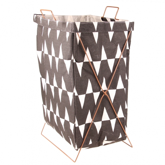 Plátěný koš na prádlo se stojanem černý abstrakt