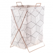 Plátěný koš na prádlo se stojanem geometrický vzor bílý