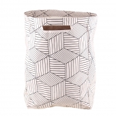 Plátěný koš na prádlo se stojanem geometrický vzor bílý