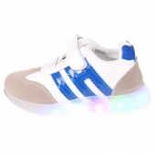 Dětské tenisky svítící se špičkou pruhy modré