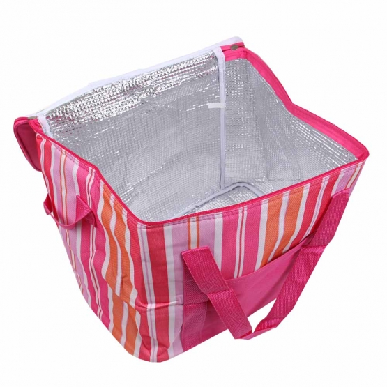 Maxi termotaška pruhovaná růžová 21 l