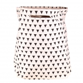 Plátěný koš na prádlo se stojanem bílý s trojúhelníky