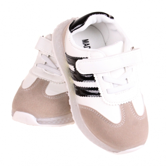 Dětské tenisky svítící se špičkou pruhy černé